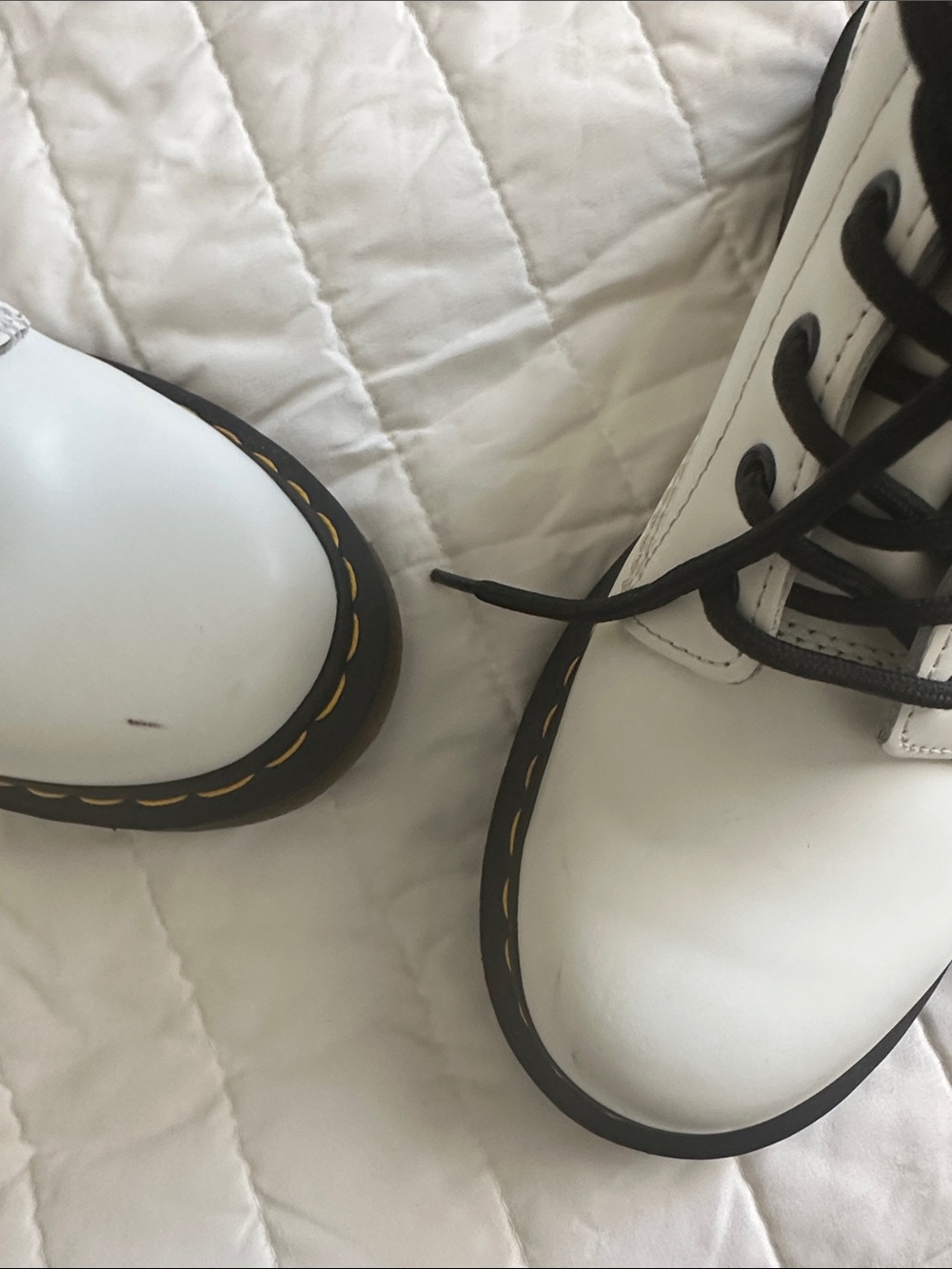 Dr. Martens White Lace-Up Combat Boots with Black Trim - Picture 10 of 10